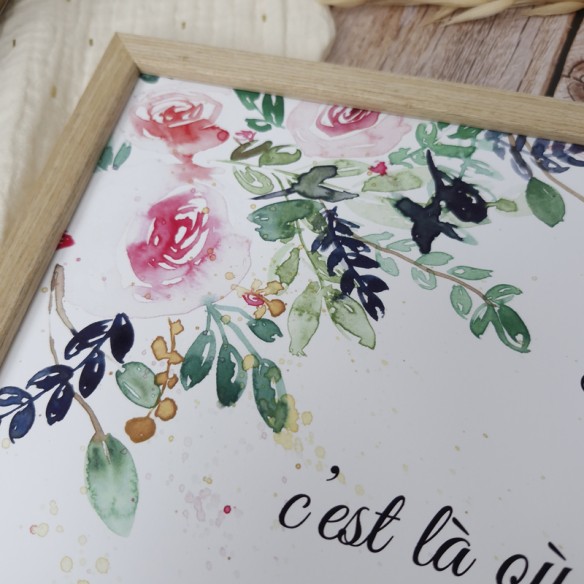 Cadre citation A4 "La famille c'est là où la vie commence et où l'amour ne finit jamais."