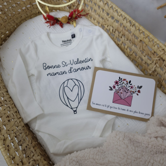 Body personnalisé "Bonne St-Valentin maman d'amour" Taille 62