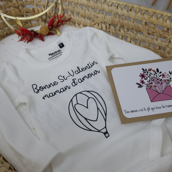 Body personnalisé "Bonne St-Valentin maman d'amour" Taille 62
