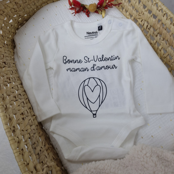 Body personnalisé "Bonne St-Valentin maman d'amour" Taille 62