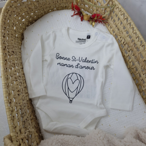 Body personnalisé "Bonne St-Valentin maman d'amour" Taille 62