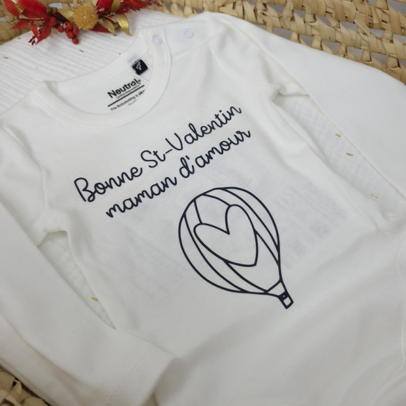 Body personnalisé "Bonne St-Valentin maman d'amour" Taille 62