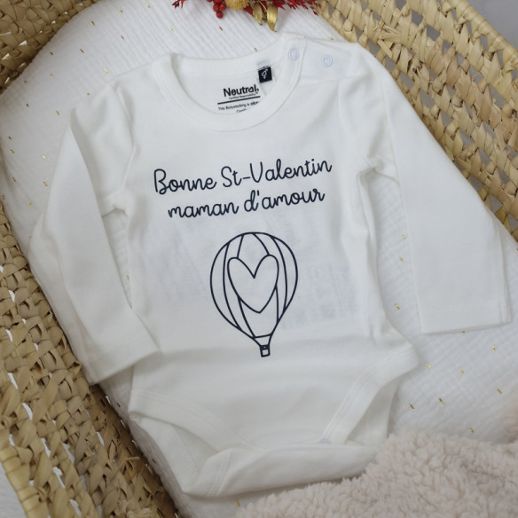 Body personnalisé "Bonne St-Valentin maman d'amour" Taille 62