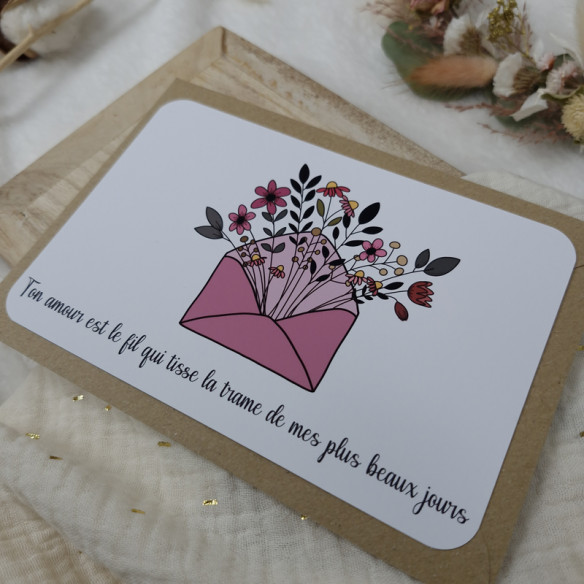 Carte citation "Ton amour est le fil qui tisse...