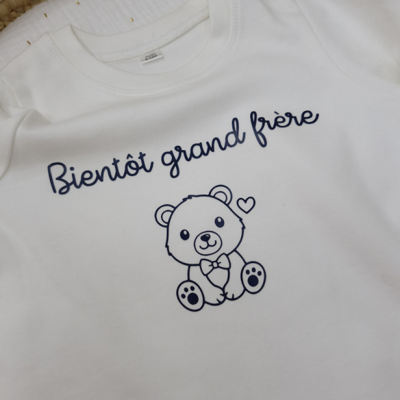 Pull personnalisé "Bientôt grand frère" Taille 74/80
