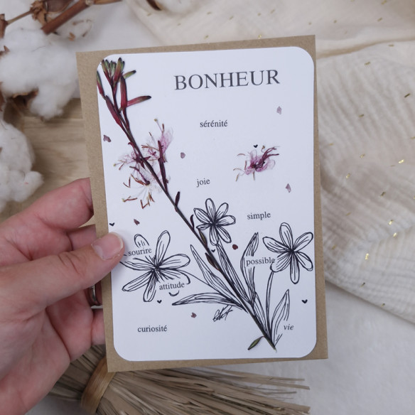 Carte citation  "Bonheur" avec enveloppe 10 x 15cm