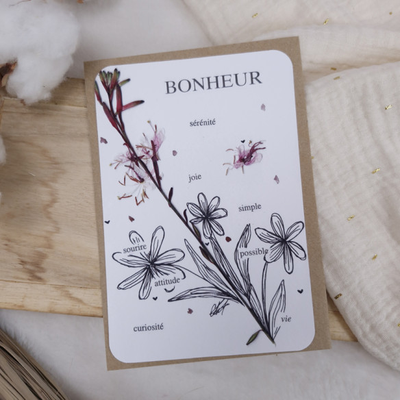 Carte citation  "Bonheur" avec enveloppe 10 x 15cm