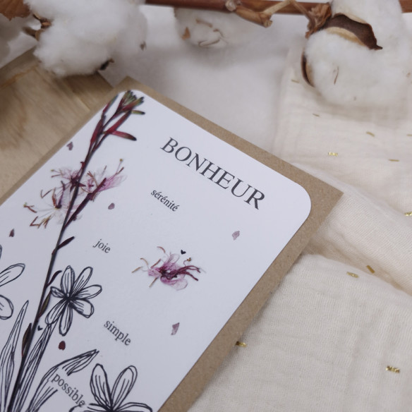 Carte citation  "Bonheur" avec enveloppe 10 x 15cm 2