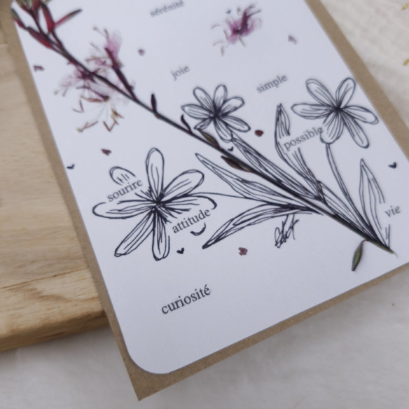 Carte citation  "Bonheur" avec enveloppe 10 x 15cm