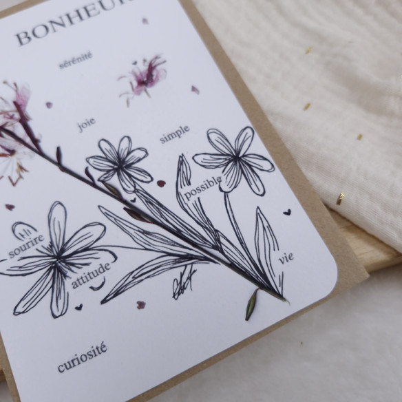 Carte citation  "Bonheur" avec enveloppe 10 x 15cm