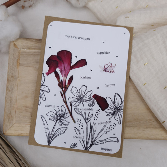 Carte citation  "L'art du bonheur" avec enveloppe 10x15cm