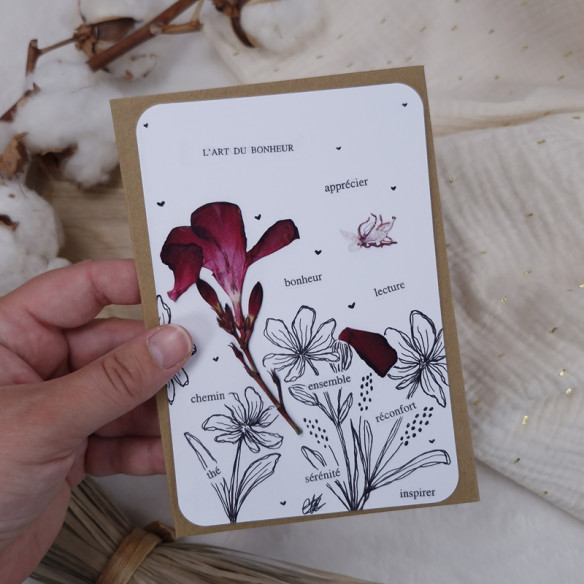 Carte citation  "L'art du bonheur" avec enveloppe 10x15cm