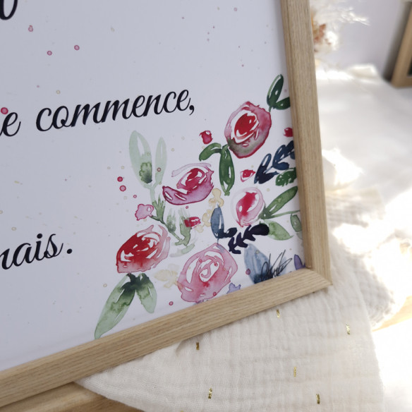 Cadre citation A4 "La famille c'est là où la vie commence et où l'amour ne finit jamais."