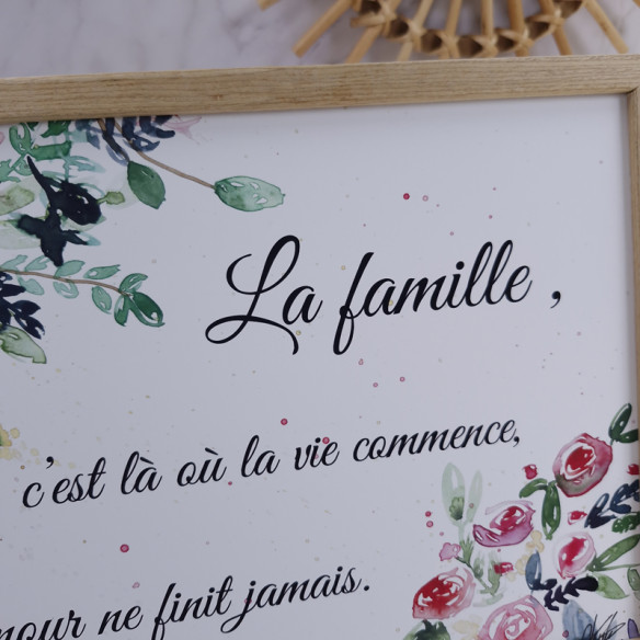 Cadre citation A4 "La famille c'est là où la vie commence et où l'amour ne finit jamais."