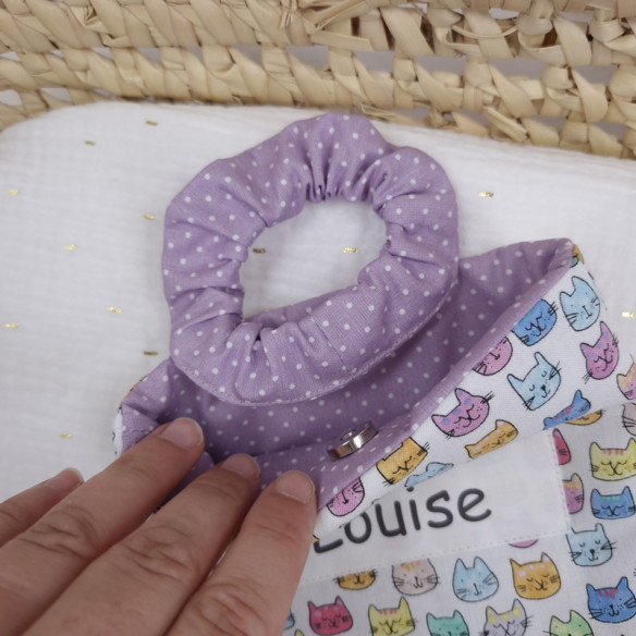Petite pochette nomade - intérieur violet personnalisée