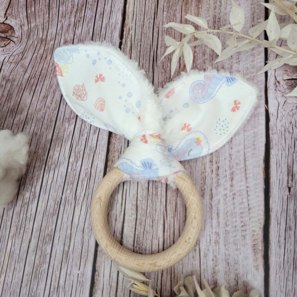 Anneau de dentition oreilles de lapin "marine"