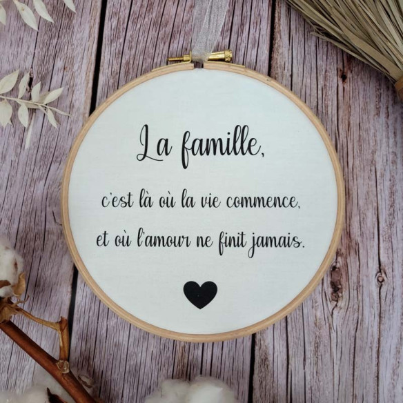 Tambour décoratif "La famille c'est là où la vie commence...