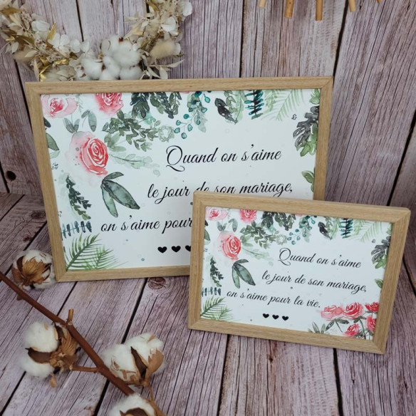 Cadre citation A4 "Quand on s'aime le jour de...