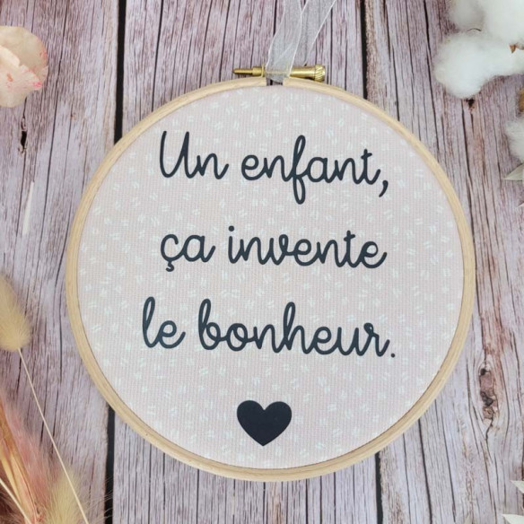 Tambour décoratif "Un enfant, ça invente le bonheur." flocon