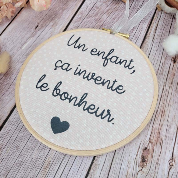 Tambour décoratif "Un enfant, ça invente le bonheur." flocon 2