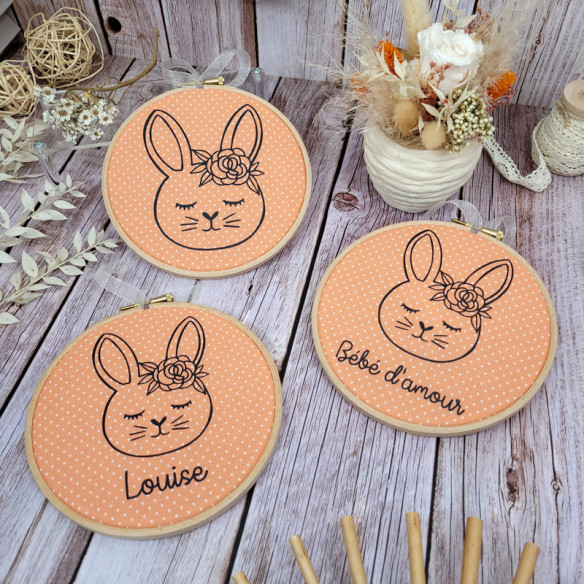 Tambour décoratif "lapin" lola + prénom 2