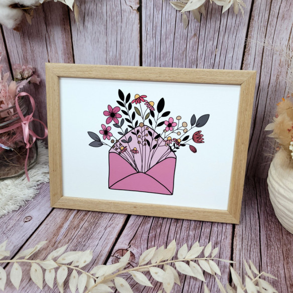 Cadre décoratif enveloppe fleurie