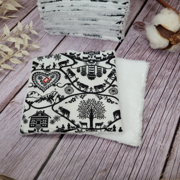 Lingettes lavables "découpage blanc" 2