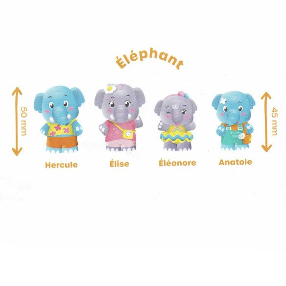 Lot de 4 personnages Klorofil - Eléphants